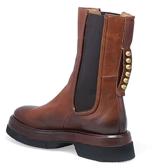 New A.S.98 x Free People Vinny Chelsea 10 Brown Leather Distressed Studded USA - Picture 5 of 9